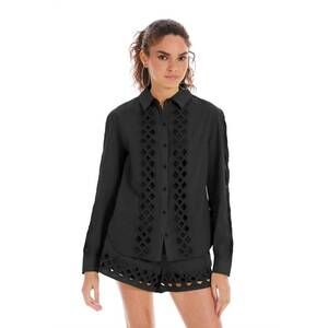 NEW ALLISON eyelet nina long sleeve shirt in black